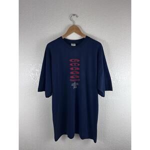 Vintage 1995 Guess USA T Shirt Mens Large Navy 90s Graphic American Tradition